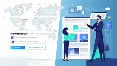 Newsletter signup illustration featuring business technology